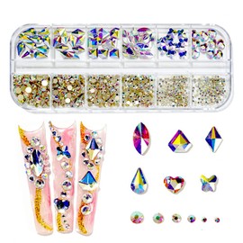 735 piezas de diamantes de imitación para uñas, cristales AB para uñas, diamantes 3D, decoración de arte, manualidades, bricolaje (Rainbow AB)