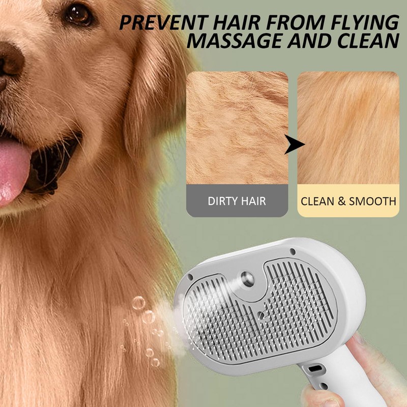 3 In 1 Self Cleaning Steamy Pet Brush, Pets Spray