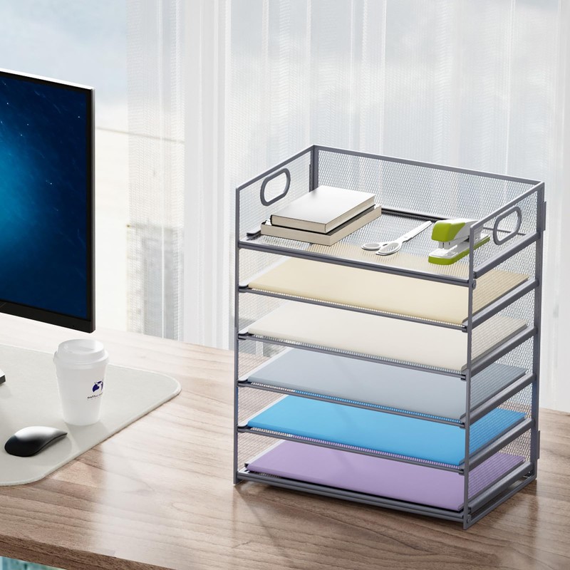 Marbrasse 6 Tier Paper Organizer Letter Tray - Mesh Desk
