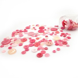 1 Bottle Mixed Sewing Buttons Round Resin Buttons for Clothes Sewing DIY Craft Projects, Pink
