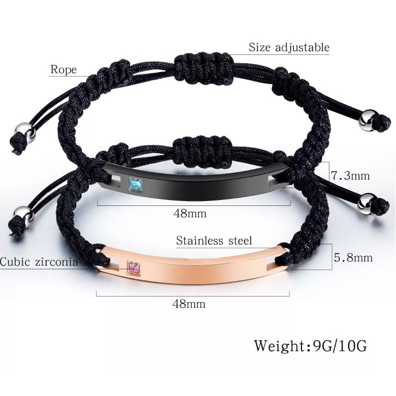 Direcksmart Duo Pulseras Parejas Lazo Amor Novios Ac Inox B801