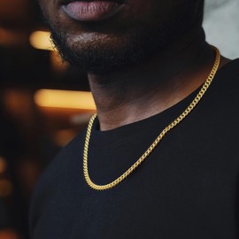 KROMPG 14K Gold Chain for Men Gold Cuban Link Chain for Men 14K Gold Necklaces for Women Chains for Mens Necklace Chains 5MM (Length 18 Inches)