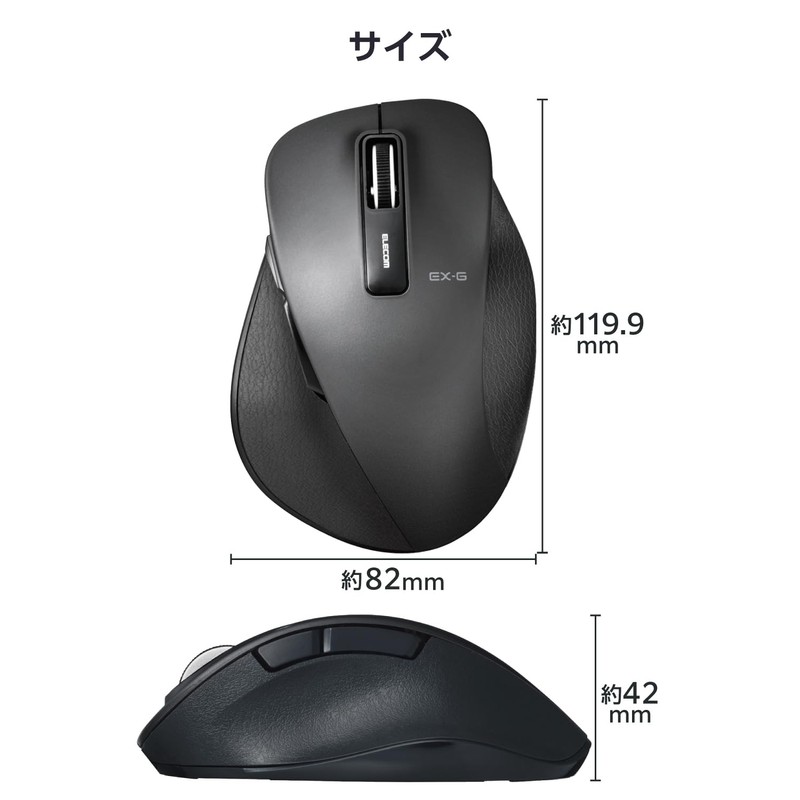 Elecom Wireless Mouse (Receiver Included) L Size 5 Buttons (With