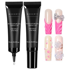 Makartt 3D Sculpture Nail Gel, 2 x 15 g - Rhinestone & Nail Charm Glue for 3D Gel Nail Art, Nail Carving, DIY Nail Design and Sculpting