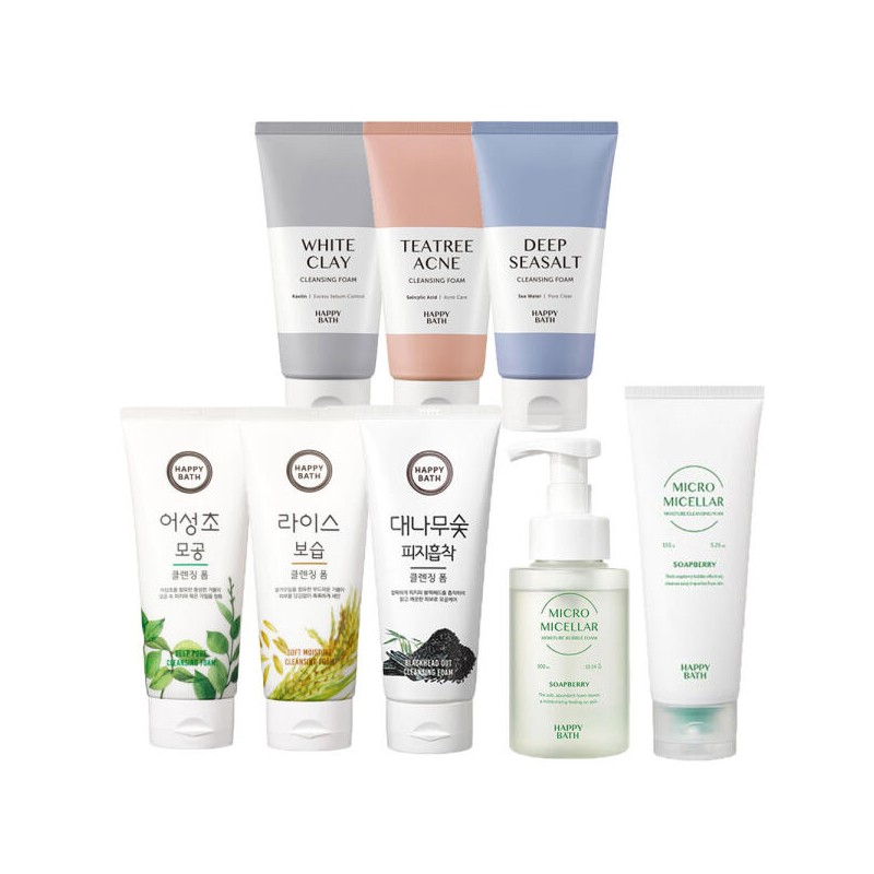 Happy Bath 해피바스 클렌징폼 2개 증정/세안 세수 버블폼 어성초 [아모레퍼시픽