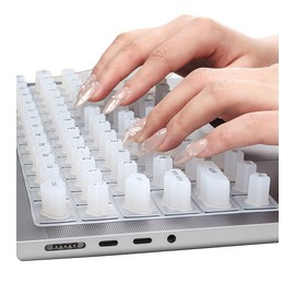 Yuomik Silicone Raised Keyboard Skin for Long Nails, Compatible for 2020-2025 MacBook Air 13" 15" M4 M3 M2 A3240 A3113 A2681 A3241 A3114 A2941, 2021-2024 MacBook Pro 14/16 inch M4 M3 M2 M1 (White)