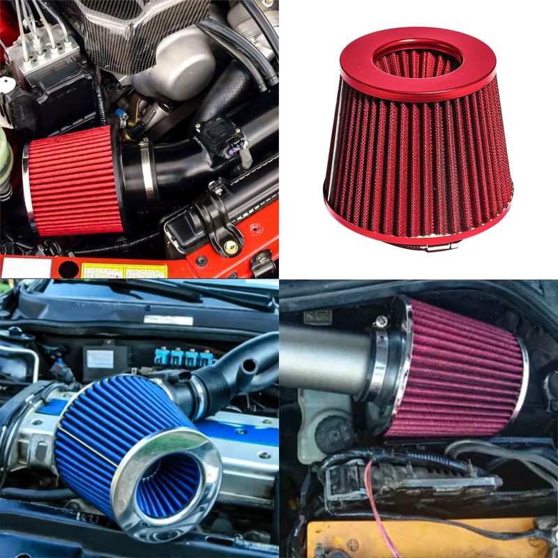 Travay 76mm 車の冷気吸気フィルター誘導ホースパイプマッシュルームヘッドオートバイキャブレターエアフィルタークリーナー吸気管 (BK)