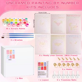 Paint by Numbers Adult: Cocktail Paint by Numbers Paint by Number Painting with Frame - DIY Landscape with Brushes and Acrylic Paints for Beginners, Home Decor, Pack of 6