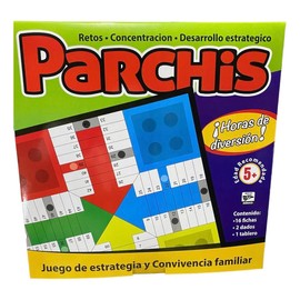 Parchis Juego de Mesa Familiar, Estrategia y Concentración, para Niños 5, Incluye Tablero, 16 Fichas y 2 Dados, Horas de Diversión                    