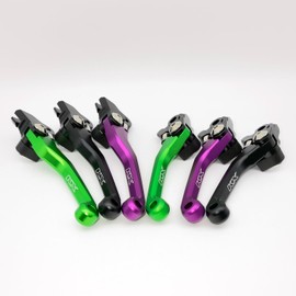 Dirt Bike CNC Pivot Black Brake Clutch Levers Adjustable Compatible with KX65 2000-2024 | KX85 2001-2023 | KX100 2001-2021 | KX112 2022-2024 (Green)