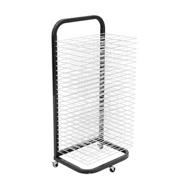 Pearington 25-Shelf Mobile/Wall Mountable Art Drying Rack for Art Studios & Classrooms, 13" D x 17.5" W x 39.4" H, Black/White