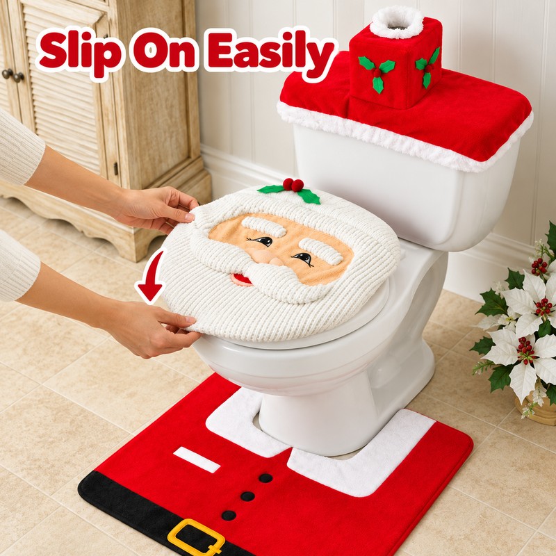 Santa Claus Toilet Seat Cover for Christmas Decor – Soft