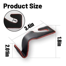 JOYCOURT 2Pack Car Seat Back Headrest Hooks, Superior Leather Auto Seat Hook Hangers, Vehicle Interior Organizer Accessories for Hanging Purse, Grocery Bags, Coats, Umbrellas (Black&Red)