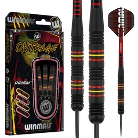WINMAU Outrage 21 gram Brass Darts Set with Prism Flights and Shafts (Stems)