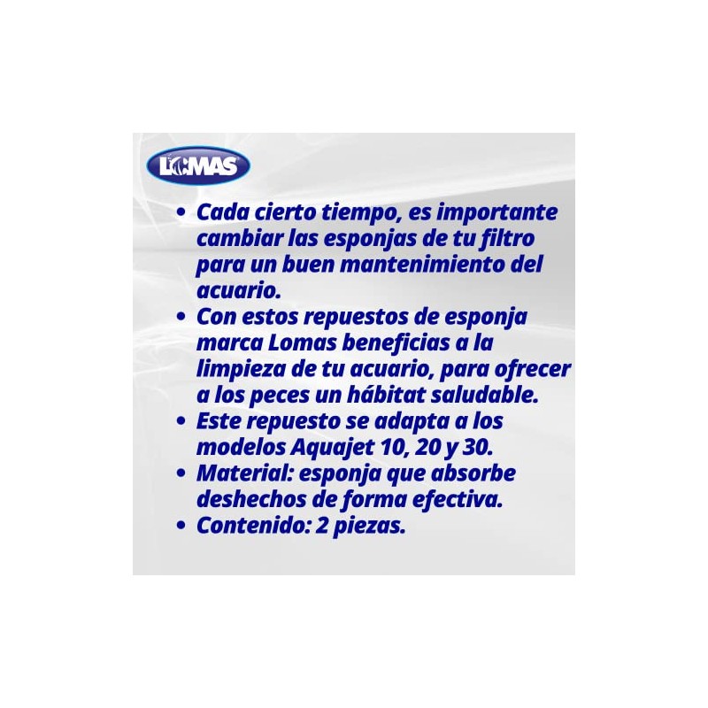 Lomas Aquajet Repuesto Esponja para Filtros de Peceras y/o Acuarios,