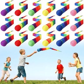 18 Pcs Throw and Catch Balls with Rainbow Tail Soft Sports Comet Balls Colorful Playground Toys Bulk for Kids Adults Physical Equipment for Indoor Outdoor School Classroom Beach Fun Games