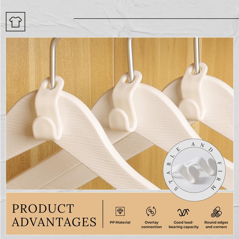 ROUDJER Clothes Hanger Connector Hooks, 50 Pcs Cascading Clothes Hangers