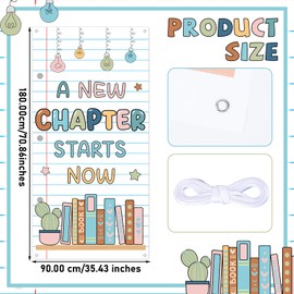Wiooffeen Back to School Door Cover Banner First Day of School Classroom Door Cover Welcome Classroom Decoration A New Chapter Starts Now Doors Composition Notebook Wall Decor Porch Sign for Classroom