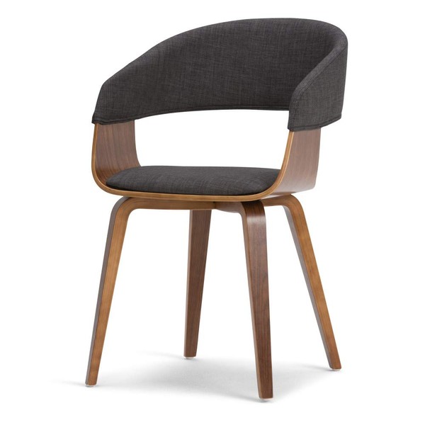 SIMPLIHOME Lowell Mid Century Modern Bentwood Dining Chair in Charcoal