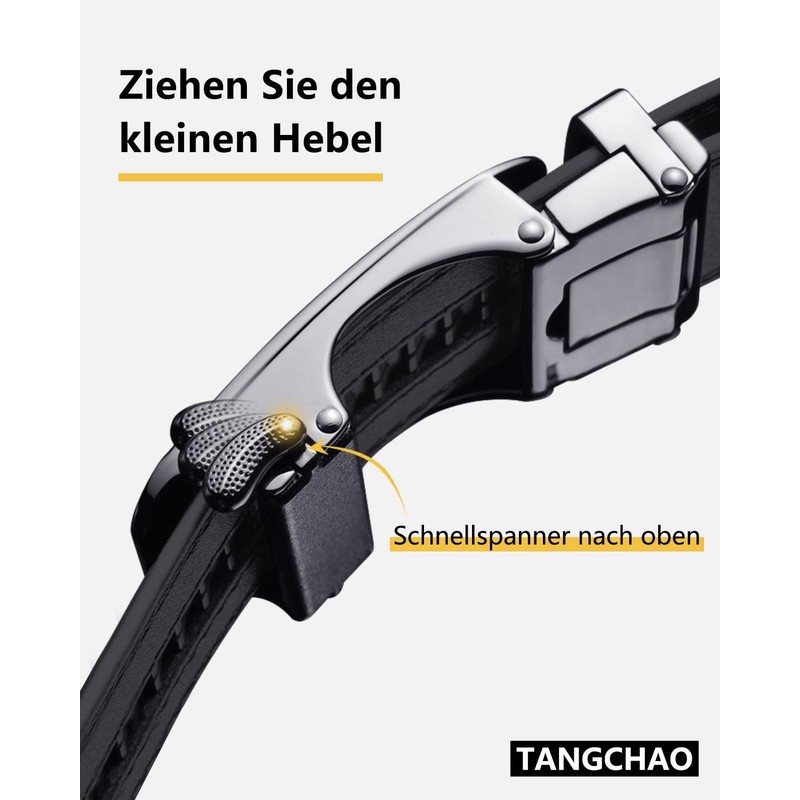 TANGCHAO Men's Belt, Leather Belt Ratchet Automatic Buckle for Men