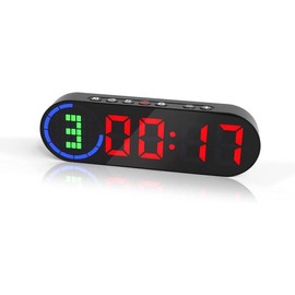Portable Gym Timer for Home Gym Interval Timer for Workout with Time Progress Bar/Rounds, Workout Clock for Boxing HIIT Tabata Emom Fitness Rechargeable  ... - Color: Black+red