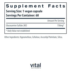 Vital Nutrients Glucosamina Sulfato V-cápsulas, 750 mg