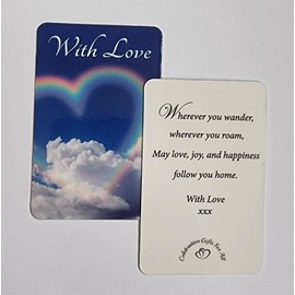 celebrationgiftsforall Happy Highland Cow Pretty in Pink Sitting Female Girl Coo Figurine with Flowers, Bag or Bow Features and Sentiment Wallet Card (Flowers)