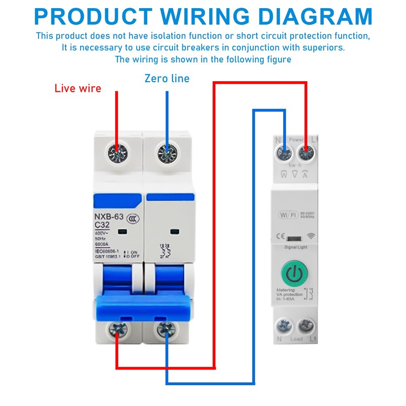 WiFi Smart Circuit Breaker, 1P DIN Rail Home Remote Control