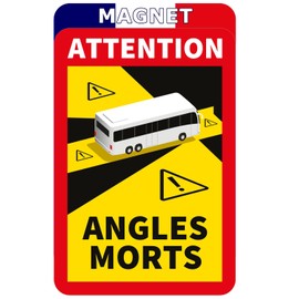 lepni.me Pack of 1 Magnetic Blind Spot Warning Sign Attention Angles Morts Sticker for Bus in France Strong Magnet Decal with UV Protection