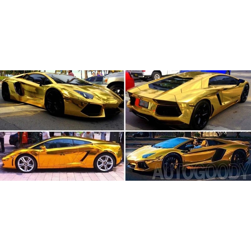 AUTOGOODY 96" x 60" Gold Chrome Mirror Vinyl Film Wrap