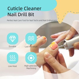 HYTOOS 5mm Conical Round Cuticle Clean Nail Drill Bit, Russian Diamond Nail Bits Professional Safety Under Nail Cleaner Burr for Cuticle Dead Skin, Electric Nails Drill Accessories, Medium