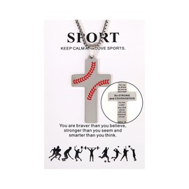 Blue Drop Sport Cross Necklace for Women Men Basketball Hockey Baseball Soccer Rugby Pendant Necklace Jesus Necklace Bible Verse Christian Faith Religious Jewelry Inspirational Gift