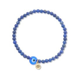 Palas Jewellery Women's Mati Evil Eye Lapis Lazuli Gem Bracelet, Blue