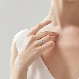 CUPENDA Moonstone Ring for Women Sterling Silver Rainbow Adjustable Band Open Rings Victorian Jewellery Gifts for Girls (Larimar)