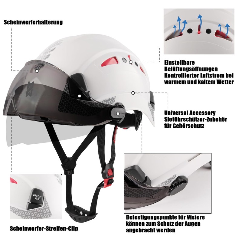 HEARMOR Construction Site Safety Helmet, EN397 Certified Adjustable ABS Safety