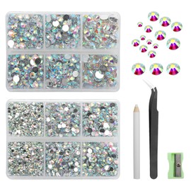 6530 Pcs Rhinestone, Rhinestones for Clothes, Gems for Crafting, Nail Gems, Crystal Rhinestones for Craft, Nail Rhinestones Kit with Tweezers, Wax Pencil, Sharpener, Jewels for DIY Decoration