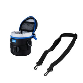 JJC Deluxe Objektiv Tasche mit 1 x Umhängeband, Wasserabweisend, Schwarz, passt Objektiv Durchmesser und Höhe unter 78 x 100mm (3.0 x 3.9”)