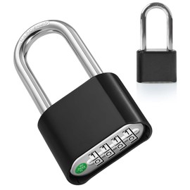 Combination Padlock, 4 Digit Heavy Duty Security Lock, 60mm Long Shackle Padlock with Code for Locker Outdoor Weatherproof Suitcase Lock Combination Lock for Gym, School Locker, Shed, Garage