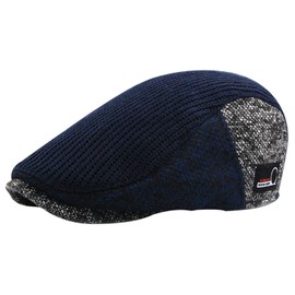 AIEOE Flat Cap Peaked Cap Winter Flat Cap Men's Woolrich Cabbie Ivy Flat Cap, Dark Blue(Style 3)