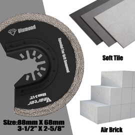 Vearter Diamond Oscillating Saw Blades 4PCS, 3-1/2'' Universal Multitool Blades for Grit Grout Removal, Quick Release Multi Tool Kit for Tile, Air Brick, Cement, Concrete, Masonry