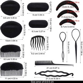 16 Pieces Hair Sponge Bump Up Volume Inserts Tool Simple Hair Braid Tools Hair Bases Hair Bump Up Combs Clips Hair Styling Tools Sponge Hair Accessories for Girls Women Hair Styling