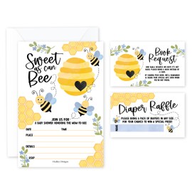 Hadley Designs 15 Bee Baby Shower Invitations Gender Neutral - Baby Shower Invitations For Girl, Boy Baby Shower Invites For Boy, Baby Boy or Girl Shower Invitation With Envelopes
