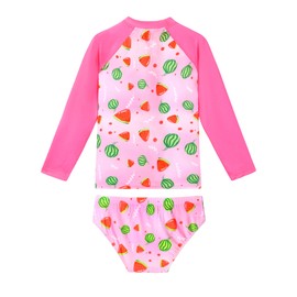 Nokecina Girls Swimsuit Rash Guard Bathing Suits Size 10-12 Years Old Pink Cartoon Watermelon Two Piece Swimwear
