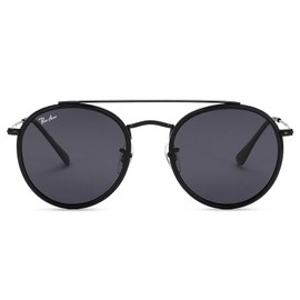 Pro Acme Double Bridge Round Sunglasses for Women Men 100% Real Glass Lens Retro UV400 Protection Retro Circle Sun Glasses (Gold/Pink Mirrored/Non Polarized)