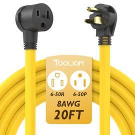 TOOLIOM Welder Extension Cord 8AWG 20FT 6-50P to 6-50R Heavy Duty Power Extension Cord for Welding Machines with ETL Approved