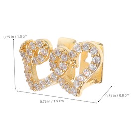 PACKOVE Double Heart Copper Rhinestone Teeth Grill for Men and Women Hip Hop Style Jewelry Accessory Comfortable for Parties and Everyday Wear