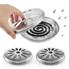 Pack of 3 Stainless Steel Mosquito Spiral Containers, Incense Spirals Against Mosquitoes, Sandalwood Incense Sticks, Gel Spiral, for Home, Bedroom, Living Room, Garden, Camping