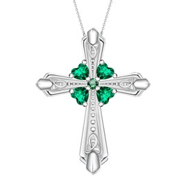 LES OSEWA Celtic Cross Necklace for Women Four Leaf Clover Necklaces Sterling Silver St Patricks Day Necklace Irish Shamrock Pendant Celtic Jewelry Lucky 4 Leaf Clover Gifts