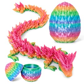 Philicoco 3D Printed Articulated Dragon Egg – Easter Basket Stuffers, Fidget Toy Gift for Kids & Adults(Multicolored)
