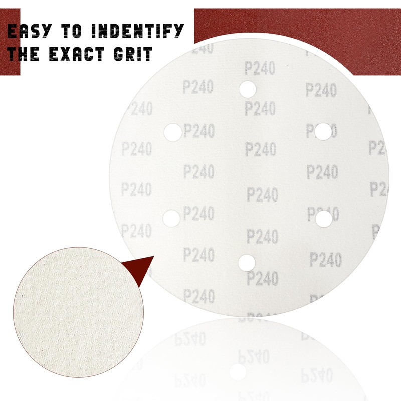 9 Inch 6 Hole Sanding Disc, GOH DODD 240 Grit
